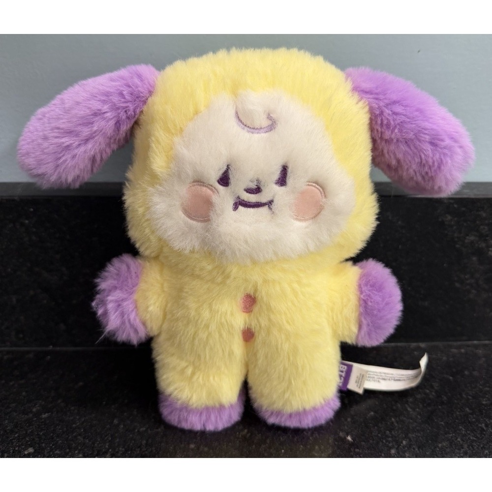 BT21 CHIMMY Baby Yellow/Purple Flat‎ Fur Fluffy Plush Doll 8" LINE FRIENDS